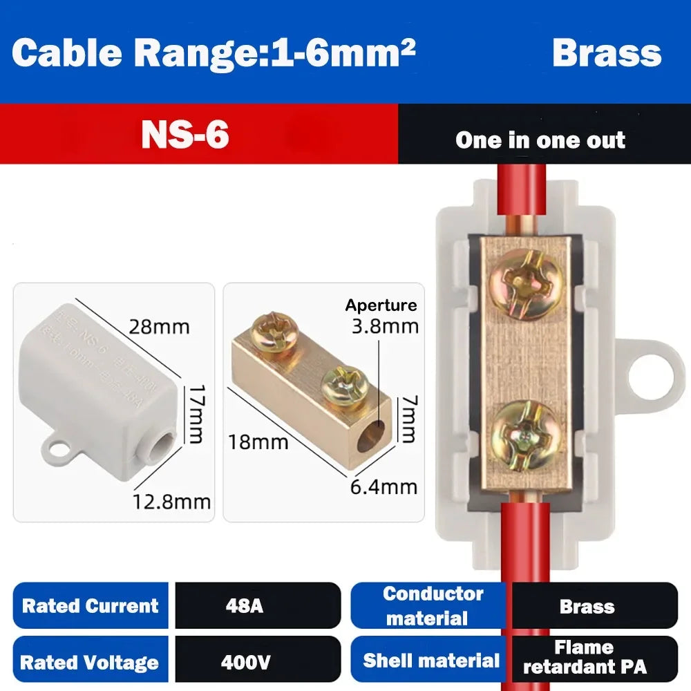 Wire Connector High Power Splitter Quick Electrical Cable Terminal Blocks Junction Box Connectors Large Current Conductor Brass