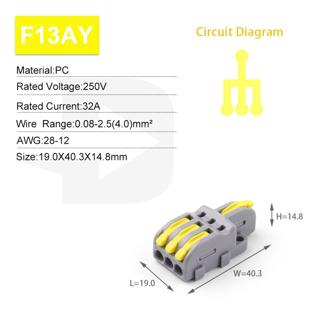 10/100PCS Electrical Cable Connector 1 in Multiple out Quick Wire Terminal Block 2/3/4/5Pin Push in Lever Connectors 0.08-4.0mm2