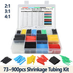 Heat Shrink Tubing Kit 73-900PCS 2:1 3:1 4:1 Ratio Cable Wire Insulation Sleeve Electrical Repair Protector Heat-Shrink Tube Set