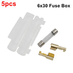 2-5pcs 6*30mm Glass Fuse Holder 6x30mm Fuse Socket Black/White Flip shell Type Peanut Hull Fuse Box with 20AWG Wire Cable 1A-10A