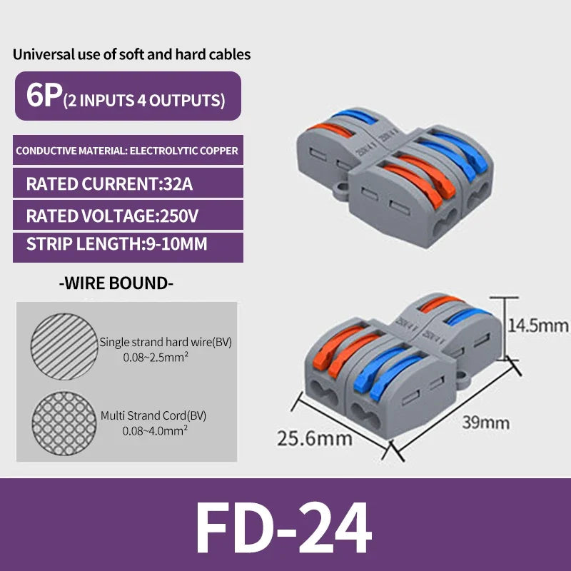 10/100Pcs Lever Wire Connectors, Compact Splicing Wire Connector, 2 3 5 Way Electrical Connectors, for Quick Connect 28-12 AWG