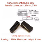 5PCS SMD SMT 2*2/3/4/5/6/7/8/10/12/20/40/50 PIN Double Row Pin Female Header 1.27MM Pitch Connector Socket 2X/6/8/10/20