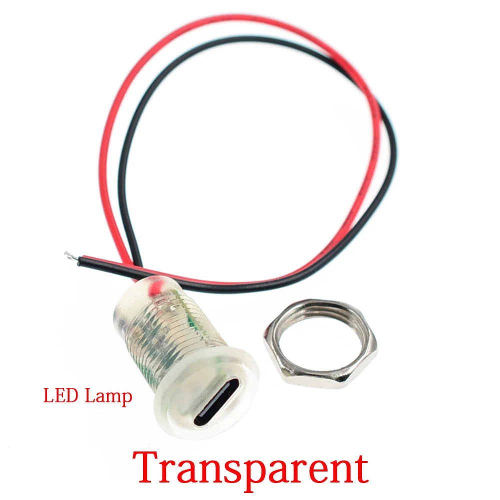 1-10PCS 2Pin LED light USB-C Connector Type-C Waterproof with PH 2.0 nut locking Panel mounting TPC Fast Charging jack port