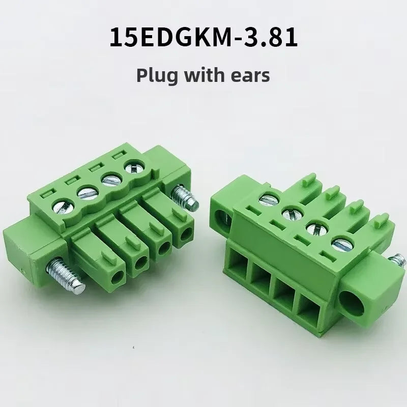 Solder-Free 15EDGRKP-3.81mm Plug-in Terminal Air Docking With Ear Screw Fixing 2EDGRKP 2P3P4P5P6P-24P Phoenix Terminal Connector