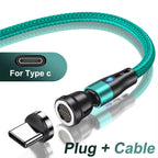 3A Fast Charging Magnetic Cable 540° Rotating USB Type C Micro Data Cable for Samsung Huawei Xiaomi Android Phone Charger Wire