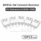 10PCS/ BPR56 5W Non-Inductive Ceramic Cement Resistor 0.1R 0.15R 0.22R 0.25R 0.33R 0.5R  0.001 0.1 0.15 0.22 0.25 0.33 0.5 Ohm