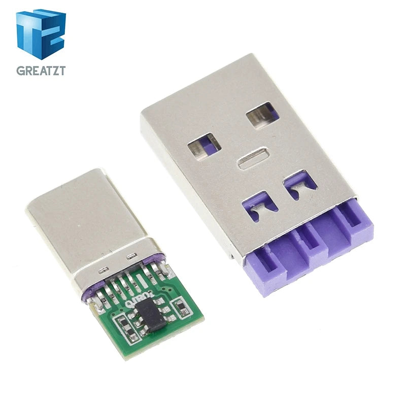 1/5Set PD Fast Charge Type-C USB 65W 5A  Male Connector Welding With 5Pin PCB + Type A Male 5Pin USB DIY OTG Data Charge DIY KIT