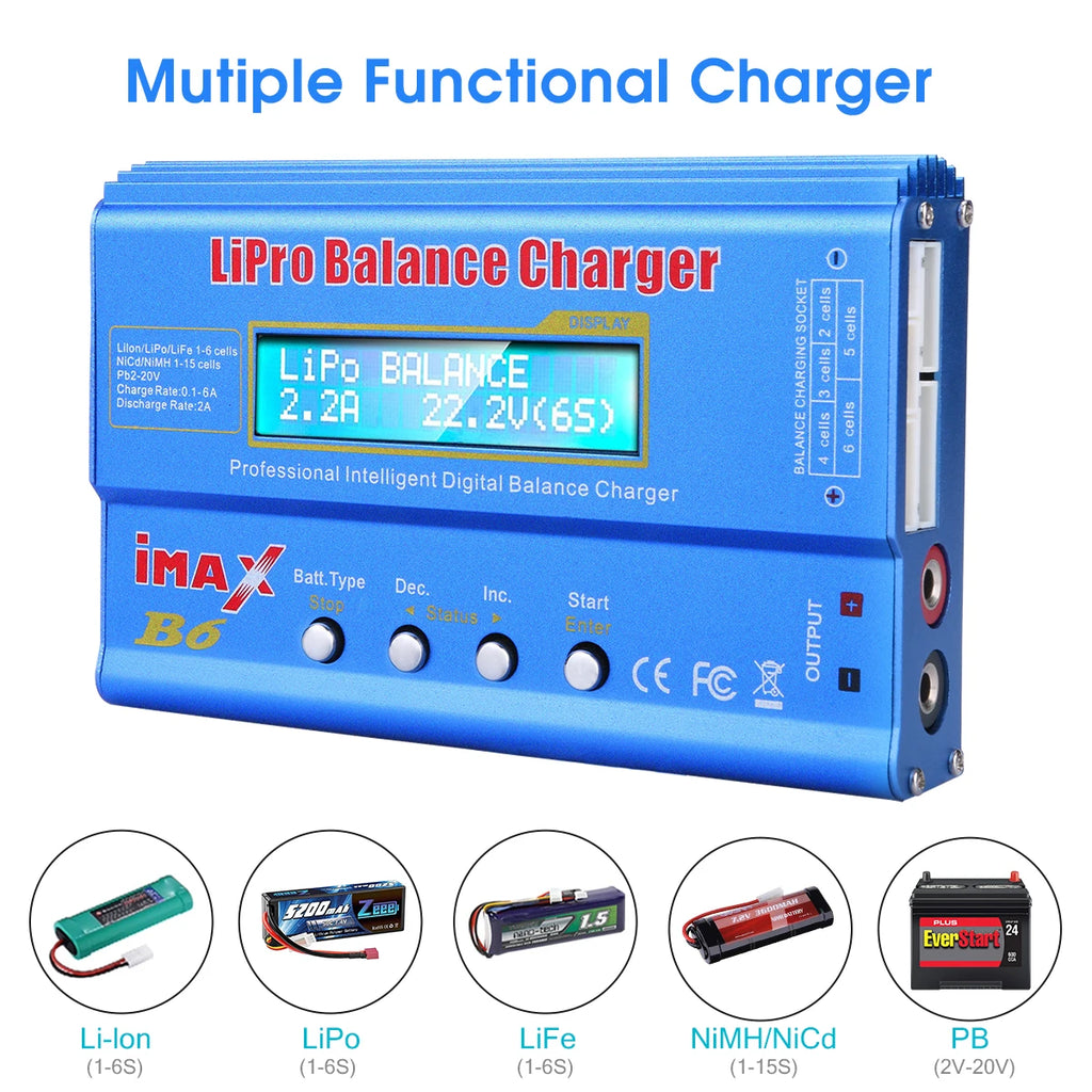 iMAX B6 80W Battery Charger For Lipo NiMh Li-ion Ni-Cd Digital Lipro Balance Charger Discharger AC Power 15V 6A Adapter Rc Car