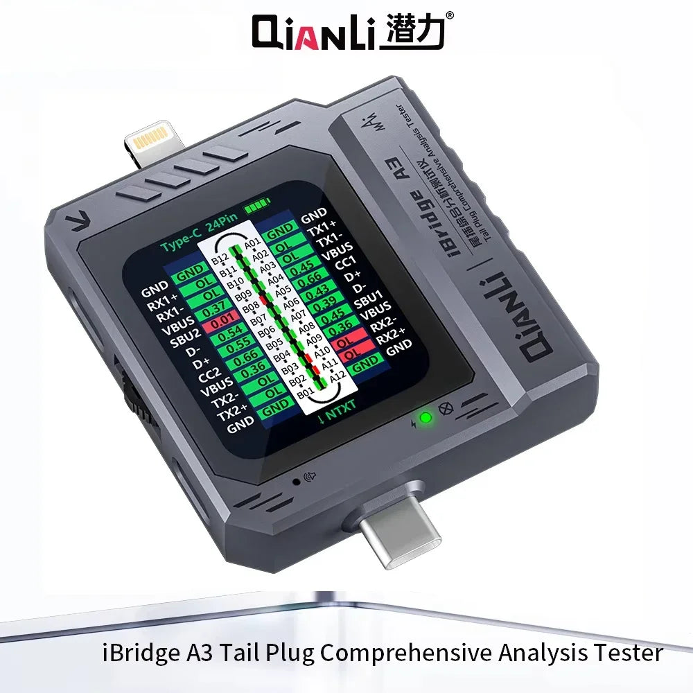 QIANLI iBridge A3 Mobile Phones Tail Plug detector Support Lightning Type-C interface devices for iPhone HUAWEI Repair tools kit
