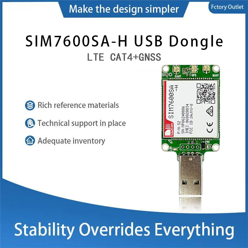 SIMCOM SIM7600 Series SIM7600G/ SIM7600E/SIM7600G-H/SIM7600E-H/SIM7600E-H1/SIM7600E-L1C/SIM7600SA/NA/JC-H 4G LTE Cat4 USB Dongle