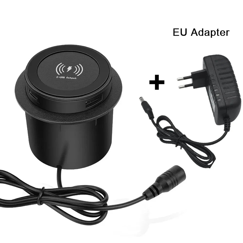 QI 3 in 1 Wireless Charger Built in Type-C USB Ports Desktop Embedded Charging Station for iPhone 13 Xiaomi Airpods Mobile Phone