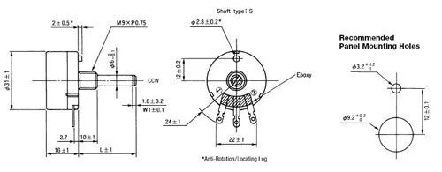 WTH118-1A (2W) Carbon Single Turn Potentiometer 1K 2k2 4k7 10k 22k 47k 100k 220k 470k 560k