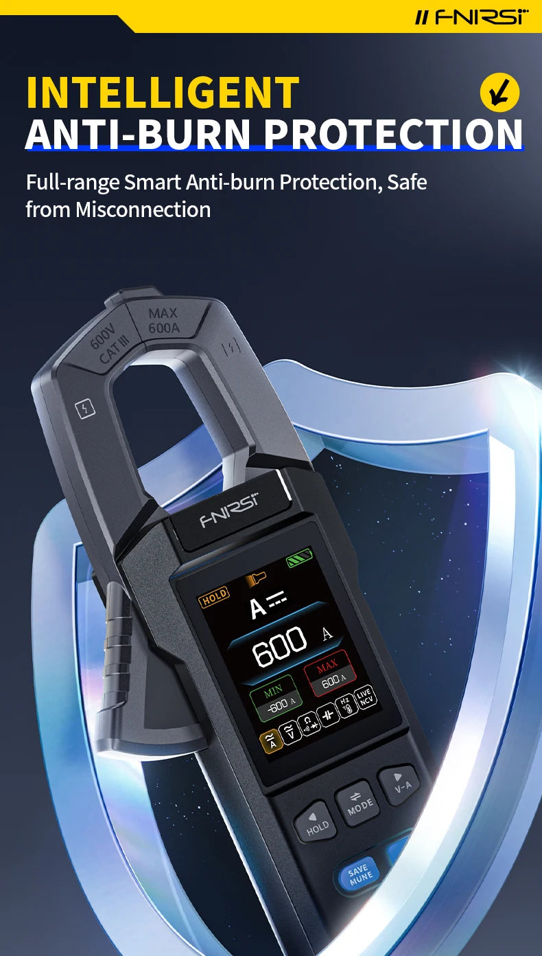 FNIRSI DMC-100 Clamp Meter 10000 Counts TRMS AC/DC Current Amperemeter Clamp 600A Digital Multimeter USB Charge Electrician Tool