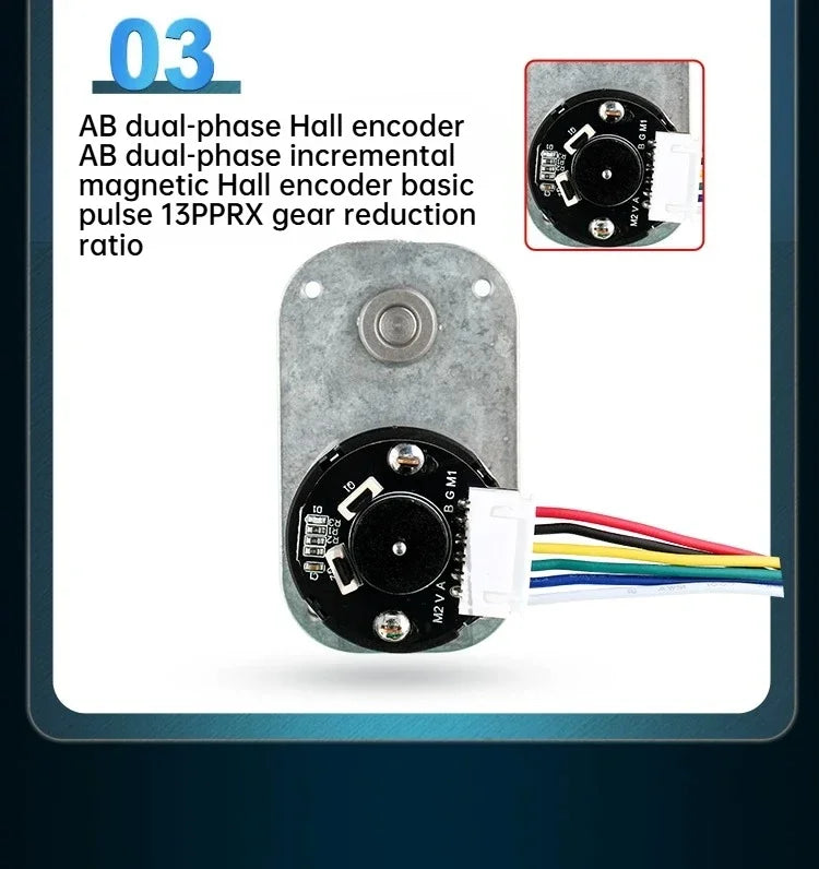 GM3865 DC 520 Reduction Motor 13 Wire Magnetic Hall Encoder Disk Motor 12V24V6V