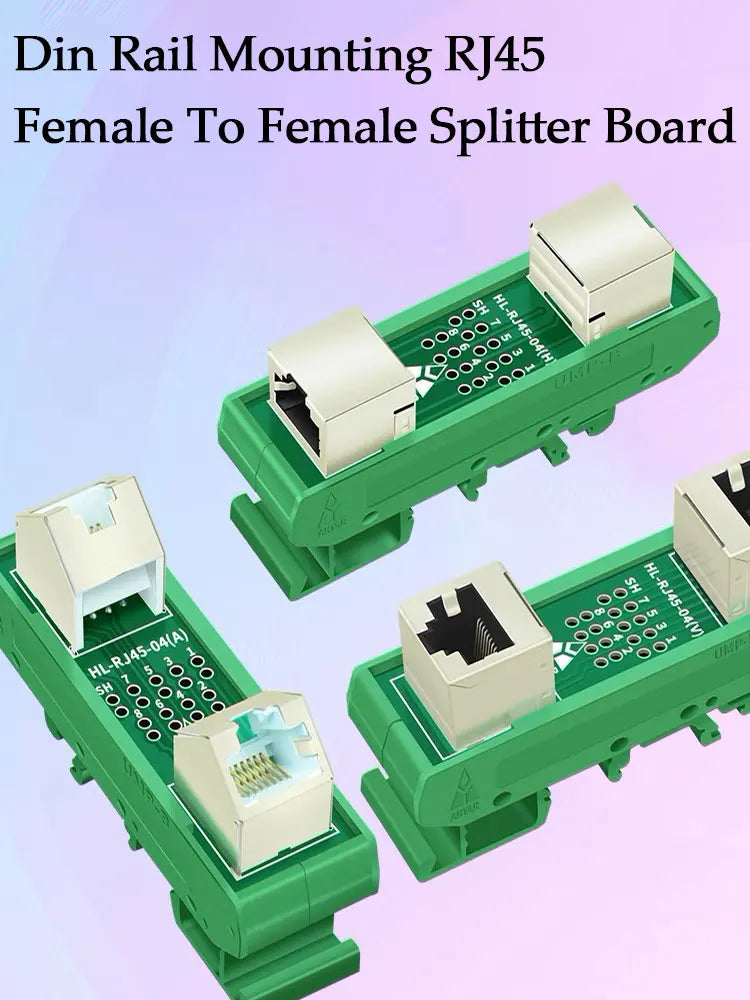 Din Rail Mounting RJ45 Female To Female Splitter Board RJ45 45 Degree Breakout Board