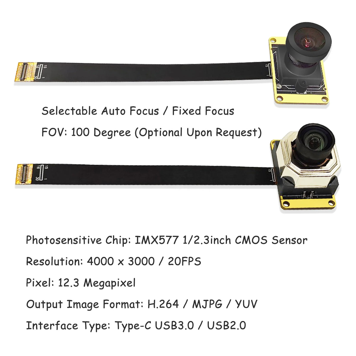 2025 In Stock OEM H.264 YUV MJPEG IMX577 IMX477 1/2.3inch 12MP CMOS Sensor Autofocus Fixedfocus RGB Mini Usb UVC Camera Module 4