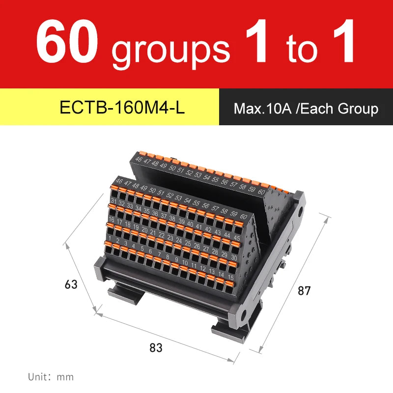 ENMG Spring terminals Save Wiring Split Terminal Block ECTB 10A Power Splitter PLC Terminal Block One to One One One to One10~64