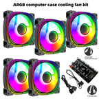 This ARGB Cooling Fan Kit Includes Five 120mm Cooling Fans and a PWM ARGB 2-in-1 Hub, Suitable for Computer Cases (Forward Fan)