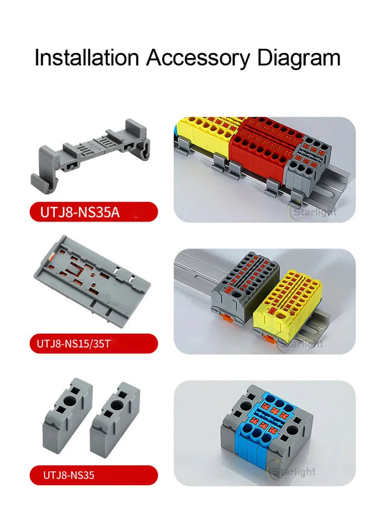 Distribution block PTFIX2.5mm² Wire Electrical Cable Connectors Plug-in Terminal Block  Splitter DIN-Rail Mounting Junction Box