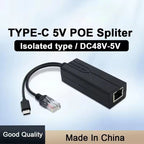 POE Splitter 48V to 5V Micro USB tpye-C 100Mbps and1000Mbps Gigabit POE Camera Injector Power Supply for Huawei Hikvision