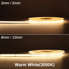 FOB COB LED Strip 12V 24V DC RA90 Flexible High Bright Tape LED 3mm 5mm 8mm 10mm Light Bar Ice Blue White Red Green Pink Yellow