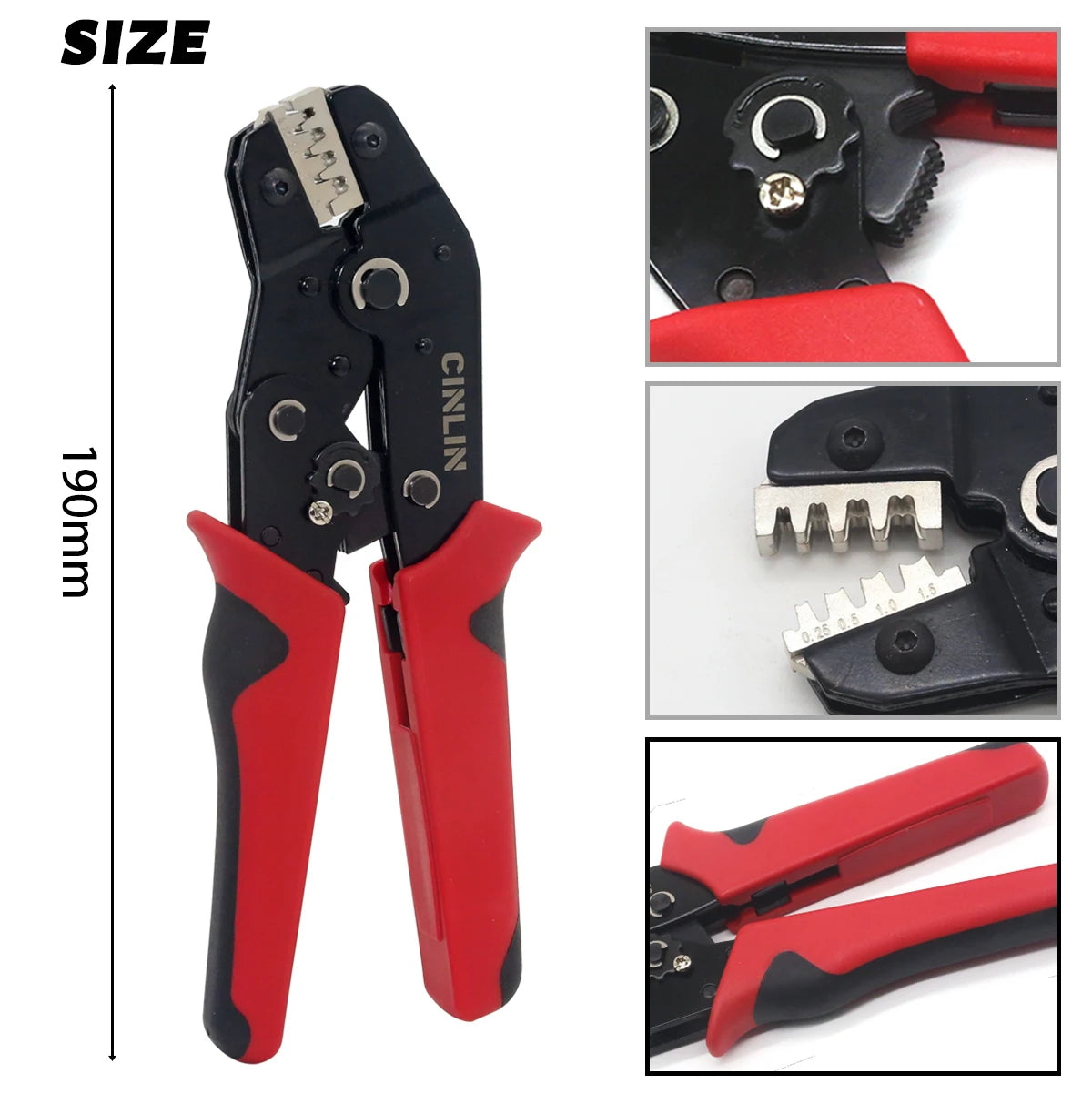 CLN-58B 0.25-1.5mm² Open Barrel Terminals Pliers Crimping Tool (24-16AWG) for JST, DuPont, Molex, PH XH 2.54 3.96 4.2mm Pitch