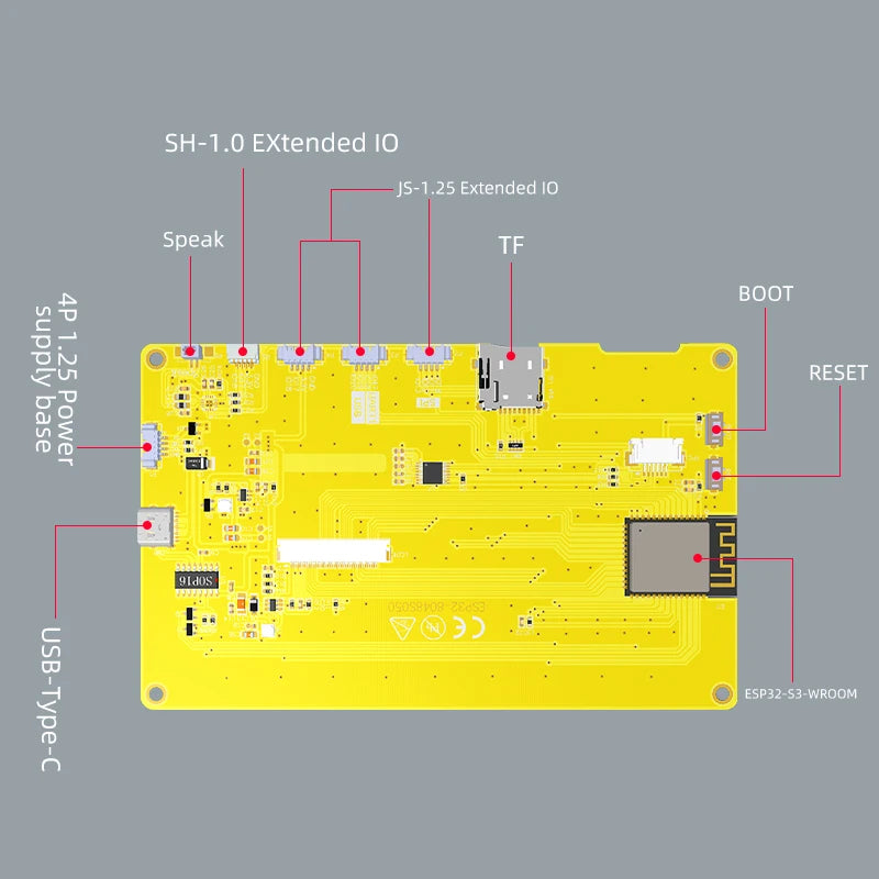 ESP32-S3 5 Inch IPS TFT Screen for Arduino HMI 8M PSRAM 16M Flash LVGL WIFI & Bluetooth 800*480 Smart Display RGB LCD Module
