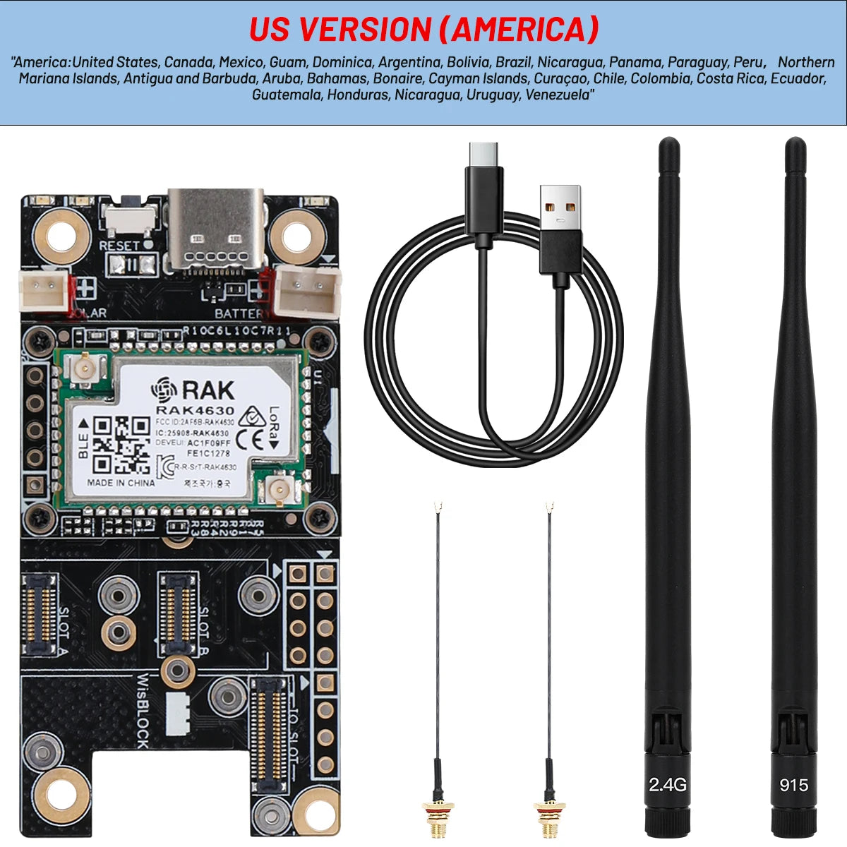 RAK Wireless WisBlock Meshtastic Starter Kit NRF52840 RAK19007+RAK4631 LoRa Module for LoRaWAN IoT With 868MHz 915MHz Antenna