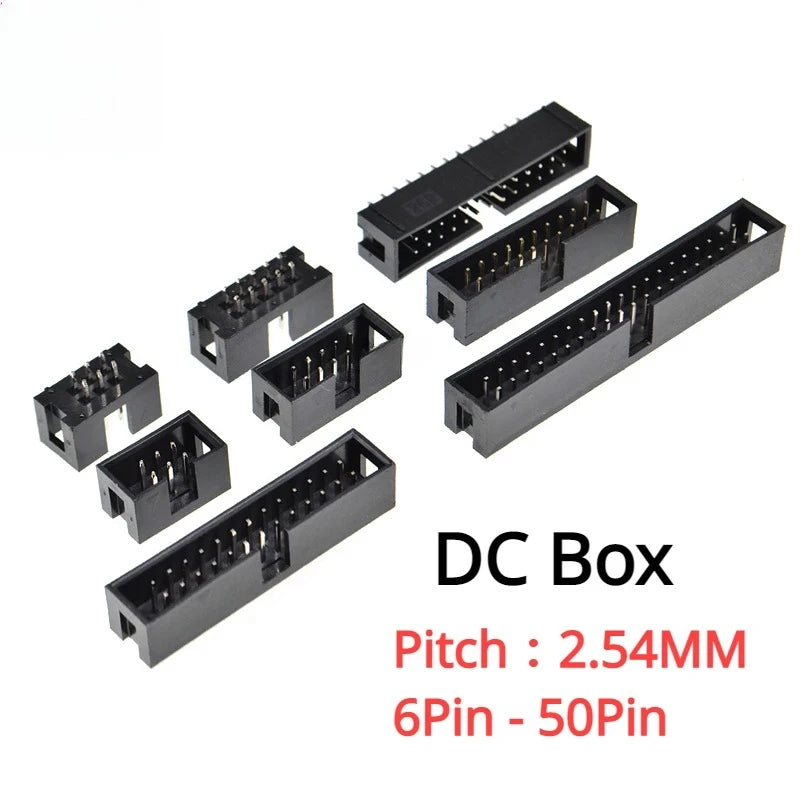 10Pcs Pitch 1.27mm 2.0mm 2.54mm Male Socket Straight IDC Box Headers PCB Connector Double Row DC3 Header DIP 6/10/20/26/34/40Pin
