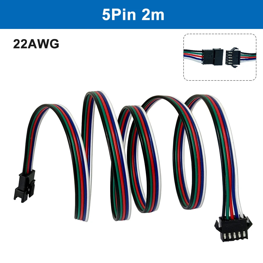 LED Extension Cable 22AWG Electric Wire 2Pin 3Pin 4Pin 5Pin Male Female JST Connector for WS2811 WS2812 WS2813 Strip