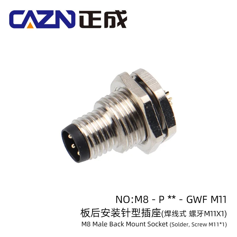 M8 Socket 3 4 5 6 8 Pins Female Male Solder Type Front Back Panel Mount Waterproof Connectors
