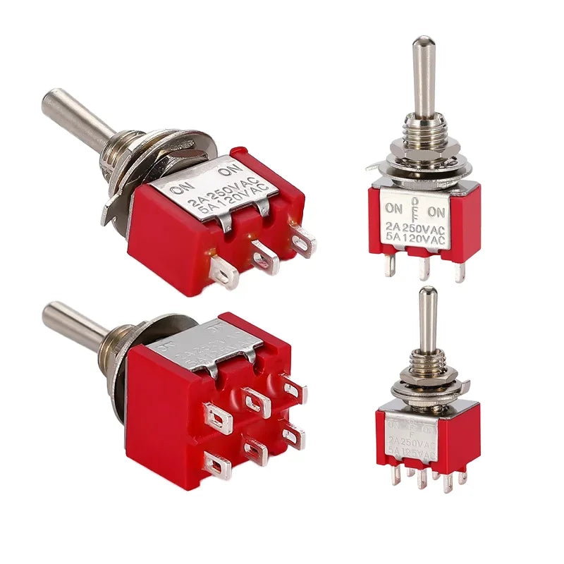10pcs 6mm Miniature Switches Toggle Switch Single Pole Double Throw Mini Waterproof Cap Micro Switch ON-OFF-ON 6A