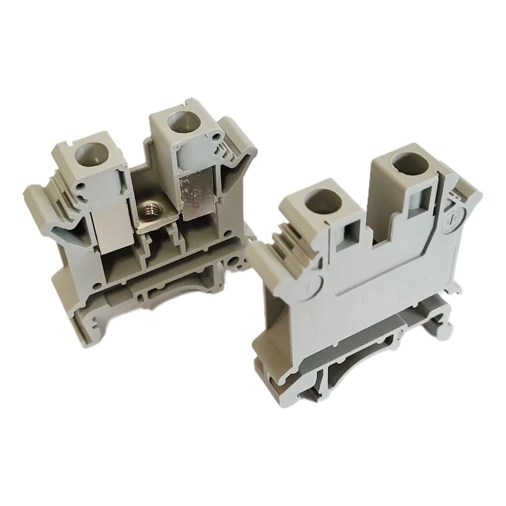 5 Pcs UK-10N DIN Rail Terminal Blocks, 10mm² Screw Clamp Connectors, Universal Feed-Through Wiring Terminals