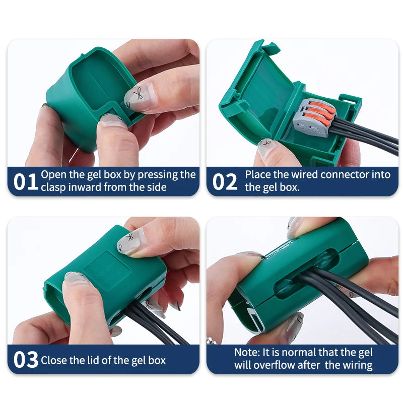 JINH IP68 Mini Gel Wire Connector Junction Box Waterproof 2 3 5 Ports Outdoor Easy Universal Wiring Rainproof Terminal Blocks