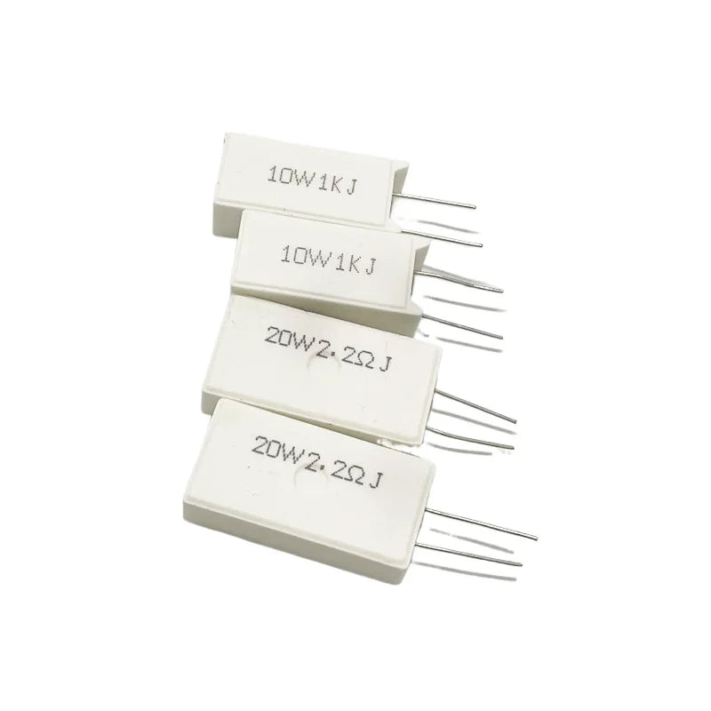 2Pcs/5Pcs 10W 20W 5% Vertical Cement Resistance Power Resistance 0.01R ~ 300K 1R 2R 10R 20R 22R 30R 47R 51R 100R 68Ohm 100K 300K