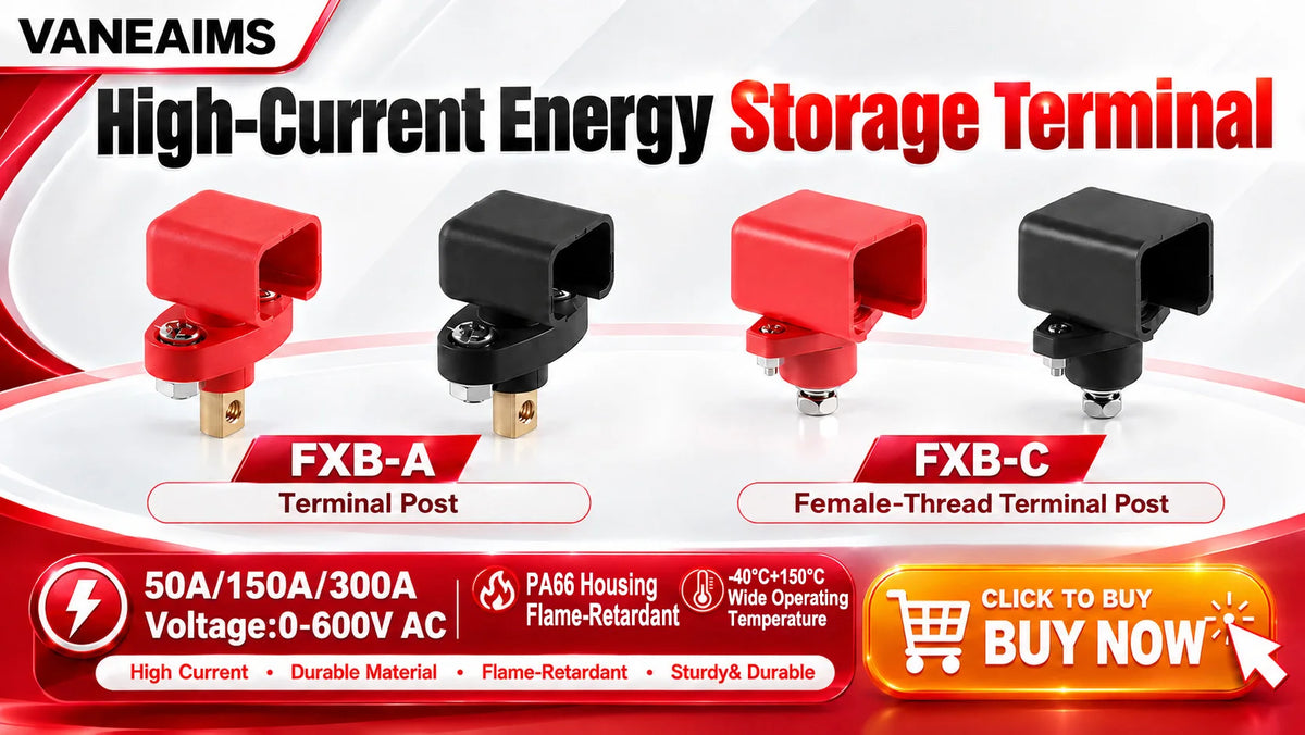 M6 M8 High Current Energy Storage Terminal All Copper Binding Post 150A 250A 300A Lithium Battery Inverter Terminal Connectors