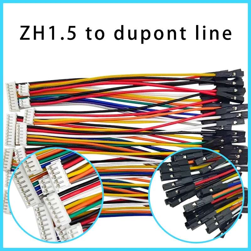 5PCS XH2.54/PH2.0/HY2.0/ZH1.5/MX1.25/SH1.0 To Dupont Line Cable 1P Female 2/3/4/5/6/P 20CM 26AWG 28AWG Jumper Wire