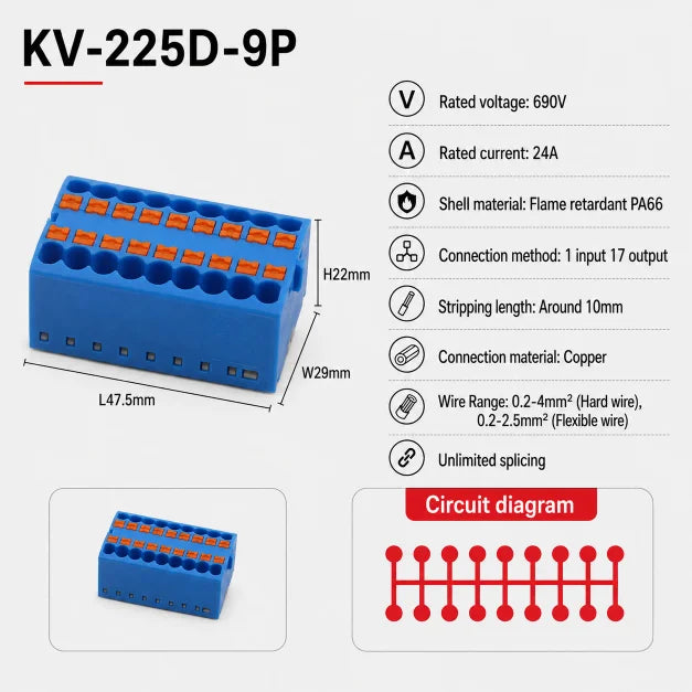 DIN Rail Terminal Block 1/5/10PCS 2.5mm2 Push In Quick Connect Electrical Wire Connector Modular Power Distribution Block