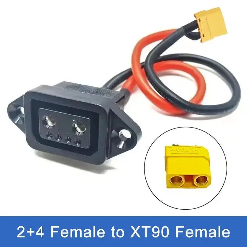 XT60/TX90 to 2+4/2+6 Cable Connector Male Female Electric Vehicle Lithium Battery Charging Socket 4 Square New Energy Power Line