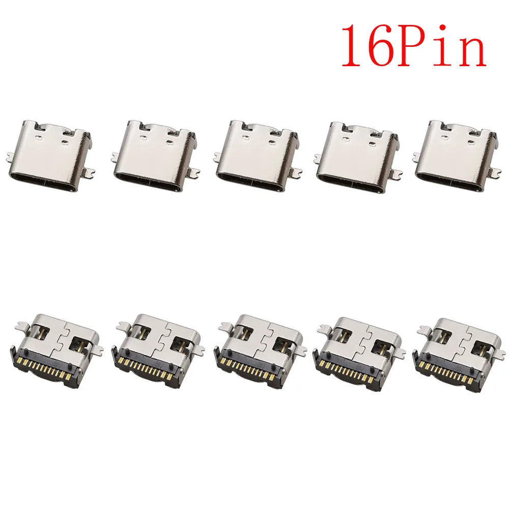 10Pcs USB Connector Type C Female Charging Port Jack 2P/6P/16P/24 Pin Soldering PCB SMD SMT DIY USB-C Socket Adapter