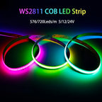 WS2811 Addressable SPI RGB IC COB LED Light Strip Dream Color 576/720LEDs/m WS2812B High Flexible FOB Lights RA90 DC5V/12V/24V