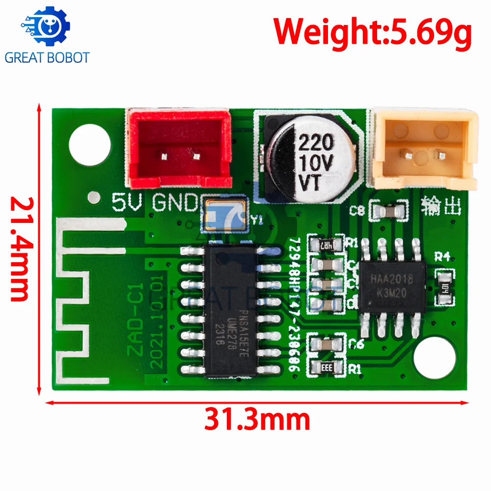 1PC Digital Lossless Music Amplifier: 5V 5W Mono Class D Bluetooth Preassembled Module Board