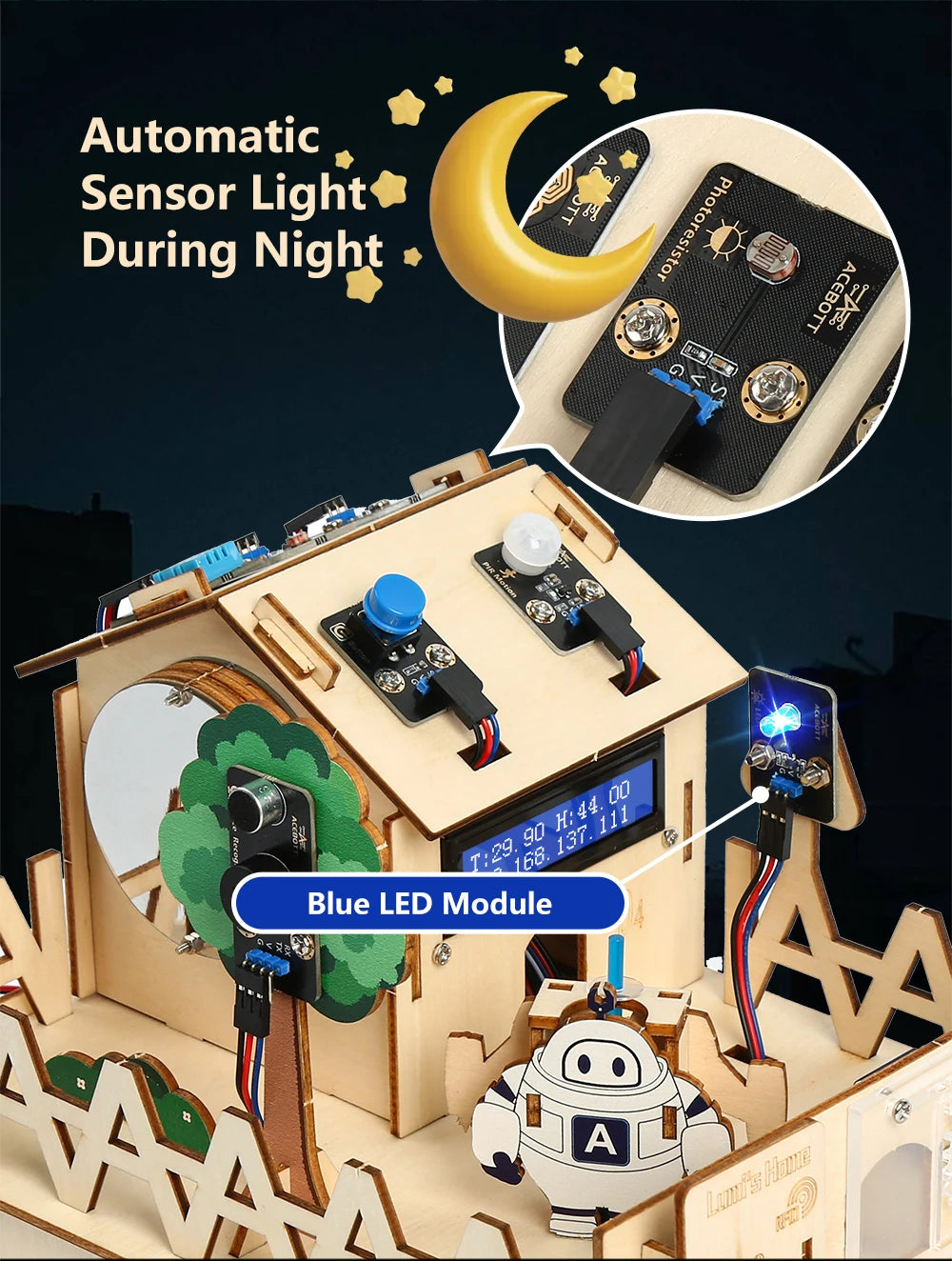 ACEBOTT DIY Smart Home Kit for Arduino Kit Robot Starter Automation Projects Wooden House Learning Kit for ESP32