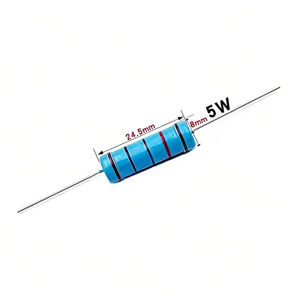 10pcs 5W Metal Film Resistor color Ring Power Resistor 0.1 0.2 0.12R 0.22 2 3M 3.3 4.7 10R 47 100 470 1K 2.2 22K 33 4.7K 100KOhm