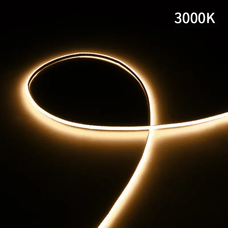 5V 12V 24V 3mm Ultra Narrow COB LED Strip 400LEDs LED Bar Lights for Car Lamp Orange 1800K 2000K Warm White 4000k Red 5m 10m 50m
