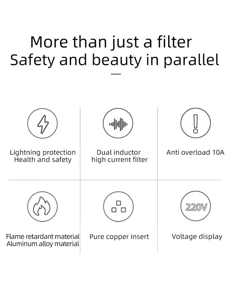 ATAUDIO HIFI Audio Power Filter Noise AC Power Filter Power 1500W 110V-250V  Purifier Surge Protection with EU Universal Outlets
