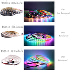 WS2815 Smart Full Color RGB LED Lights Strip 1M-5M 30/60/74/96/144 LEDs/m Individually Addressable IC LED Strips IP30 IP65 IP67