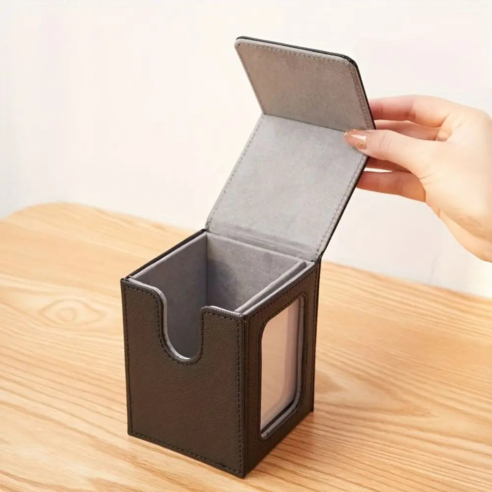 PU Window Collection Box Magnetic Closure Stain-resistant Trading Card Storage Box Moisture-proof with Lid Card Deck Box