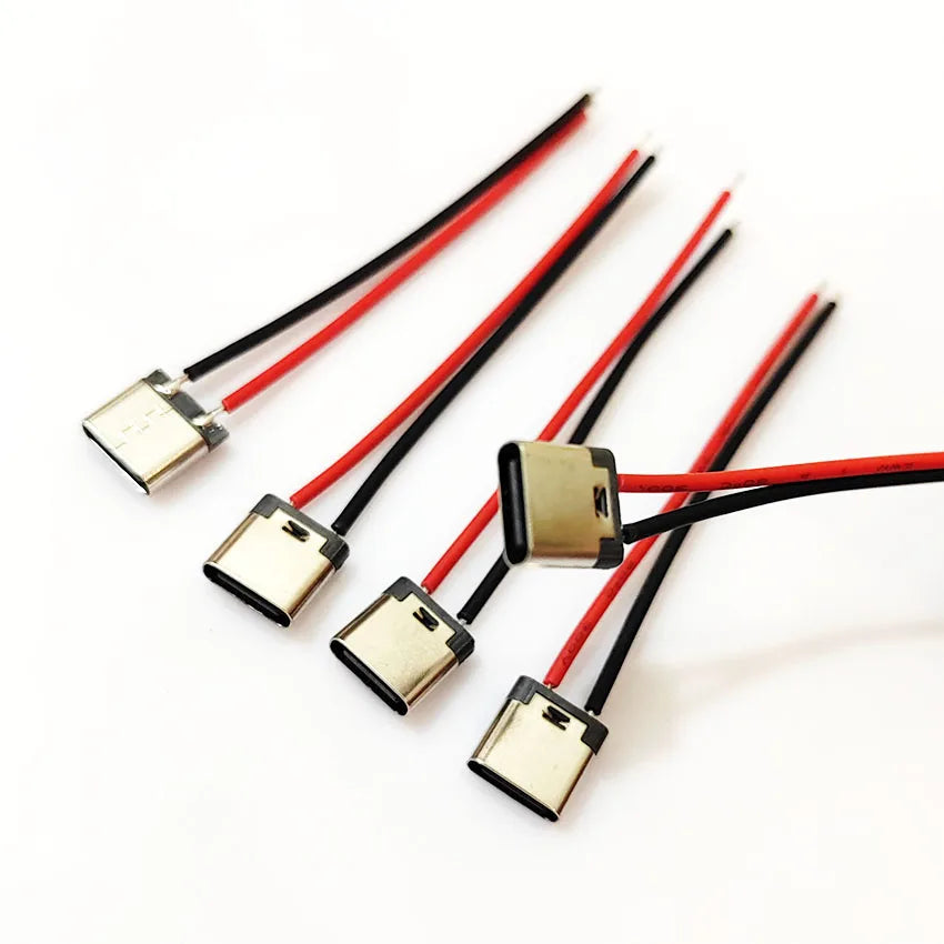 1-10Pcs Type C 2 Pin Waterproof Female USB C Socket Port With Screw Hole Fast Charge Charging Interface USB Connector With Cable