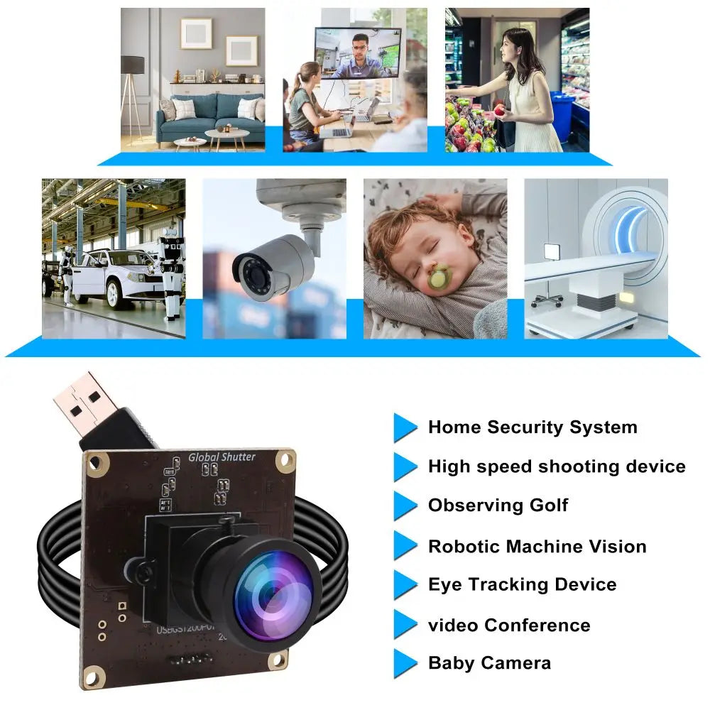 ELP 1200P 90fps Global Shutter USB Camera Module 2MP 1080P 90fps Aptina AR0234 UVC Mini USB Webcam Board for Face Recognition